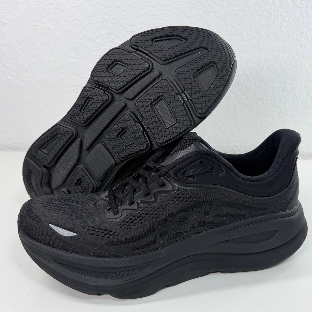 Hoka One One Bondi 9 Shoes Womens Size 7 D Wide Black Running Athletic Sneaker